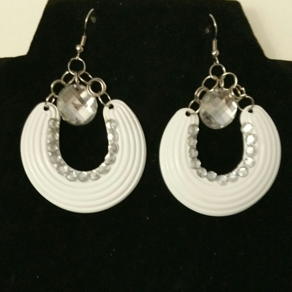 White Earrings Designer Style w/ Rhineston… - Picture 5 of 5